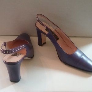 Purple Leather Sling-back Pumps